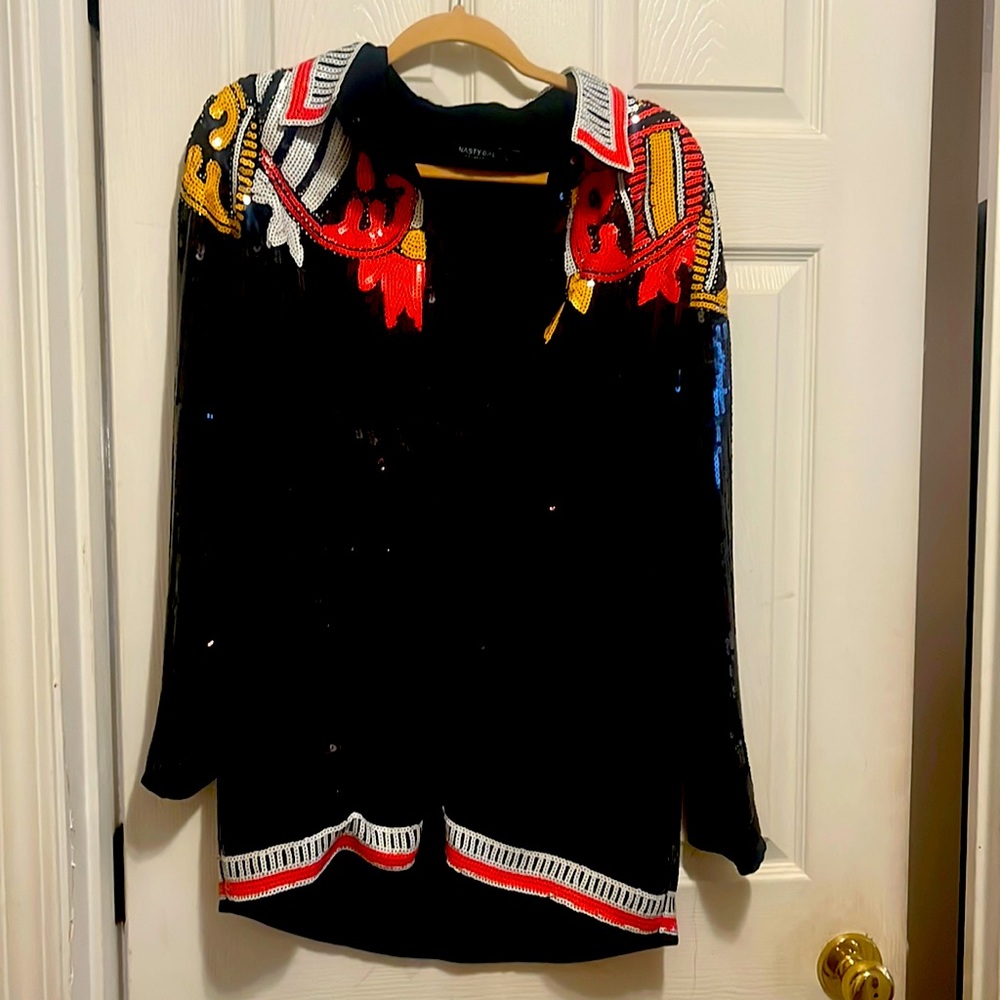 Nasty Gal sequin shirt worn once in great condition, can be worn as a mini dress